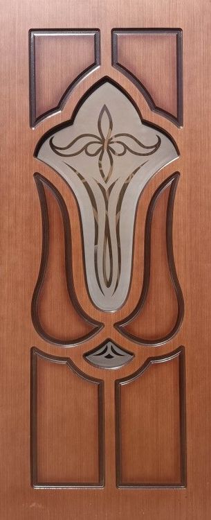 Тюльпан 4, дверь со стеклом, мелкий орех